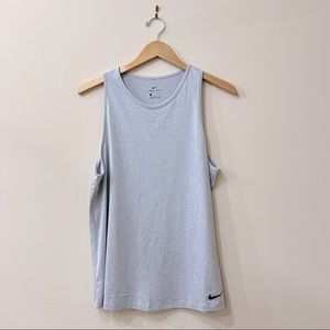 Nike Dri-Fit Gray workout tank top with Nike logo at the bottom